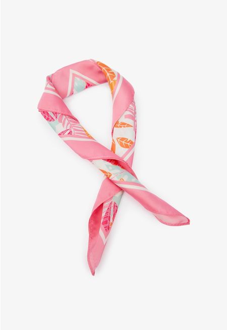 Leaves Print Square Scarf