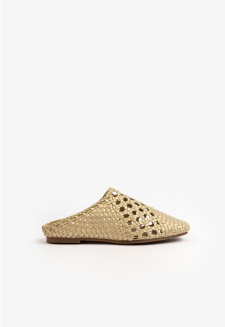 Woven PU Leather Mule Sandals