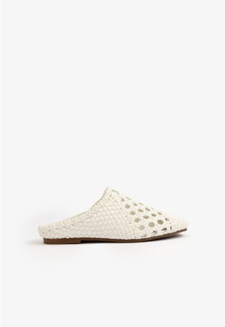 Woven PU Leather Mule Sandals