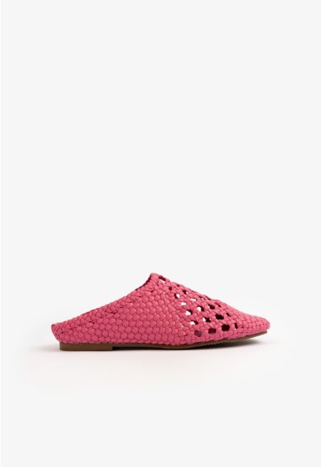 Woven PU Leather Mule Sandals