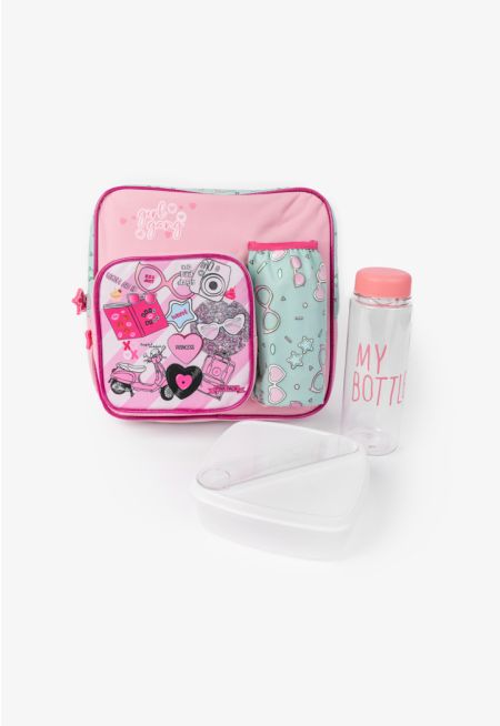 Girls Lunch Backpack Set ( 3 PCS)