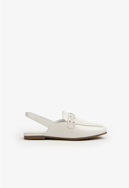 Faux Pearls Embellished Mules