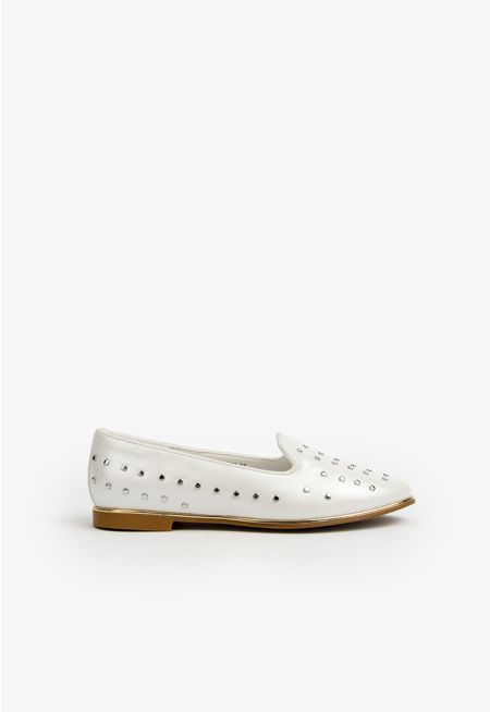 Solid Studded Ballerina Flats