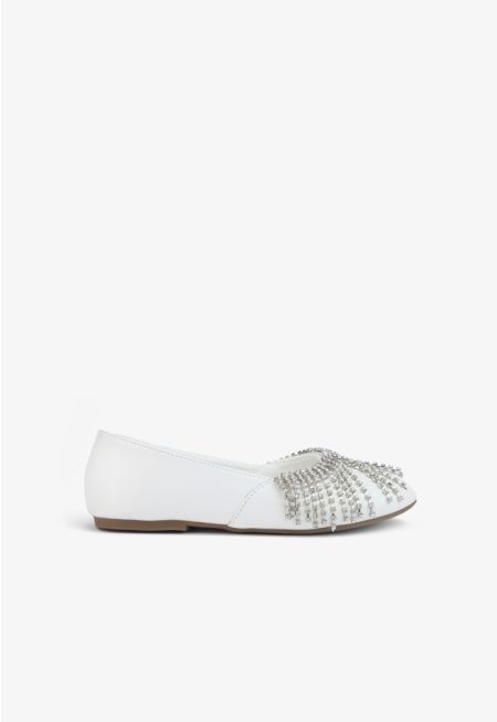 Crystal Fringe Embellished Ballerina Flats