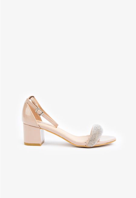 Chic Crystal Embellished Heeled Sandal