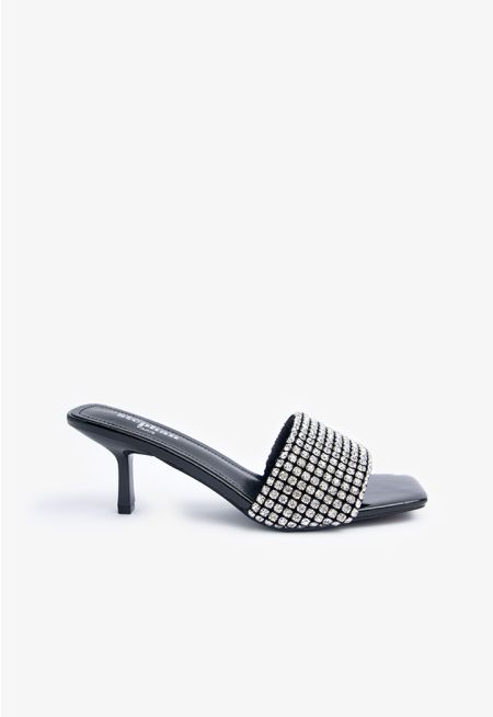 Crystal Embellished Kitten Heels