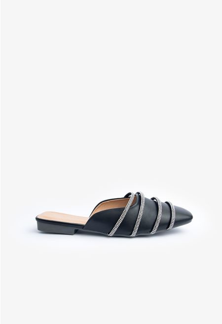 Sparkling Crystal Embellished Flat Mules