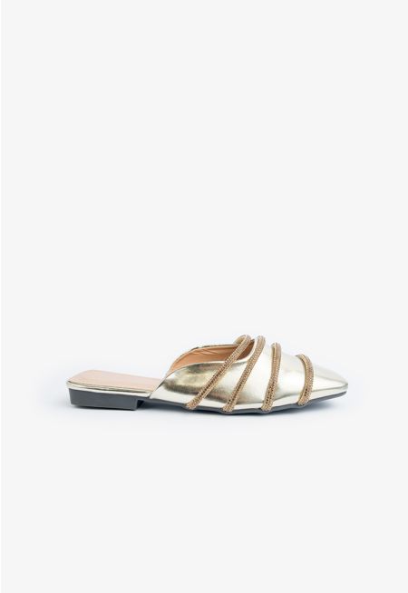 Sparkling Crystal Embellished Flat Mules