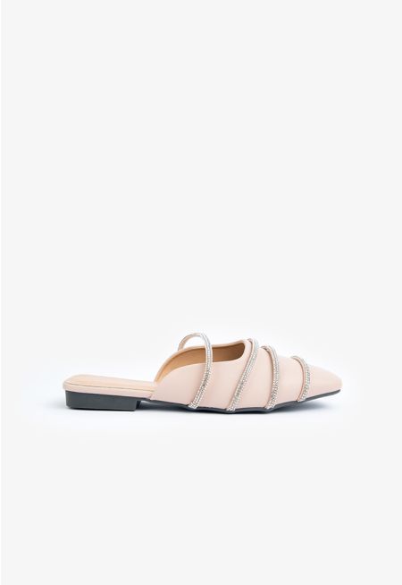 Sparkling Crystal Embellished Flat Mules