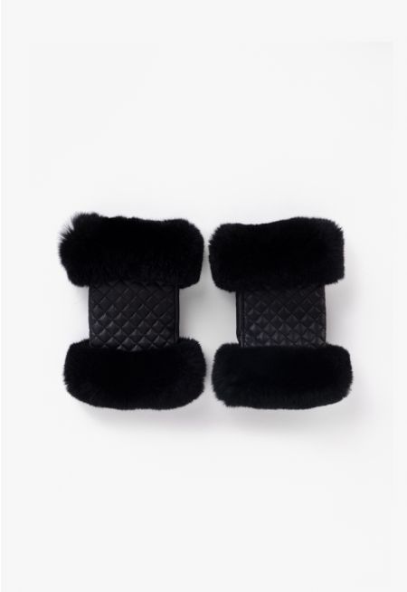 Faux Fur Embellished Fingerless Gloves
