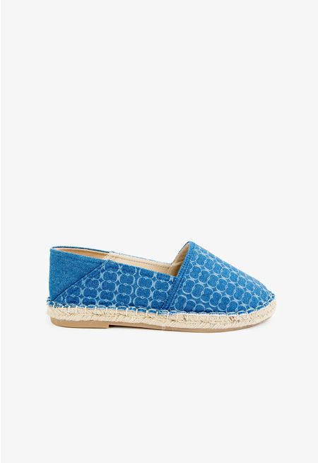 Straw Sole Denim Monogram Loafers