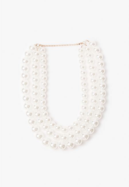 Classy Chunky Faux Pearls Necklace