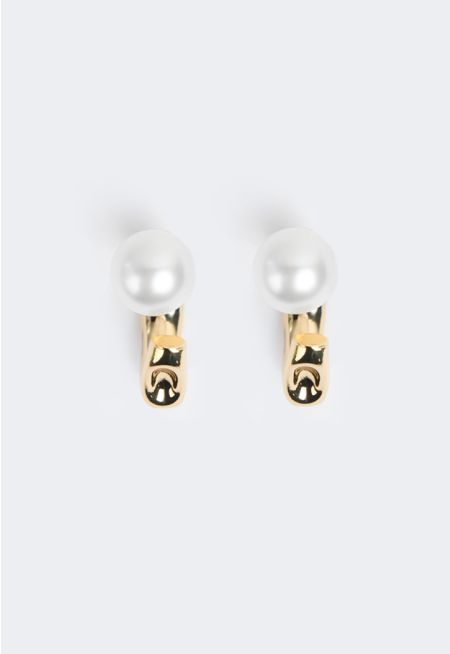 Faux Pearls Hoop Earrings