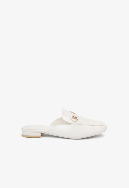 Classic Textured Pu Leather Mules