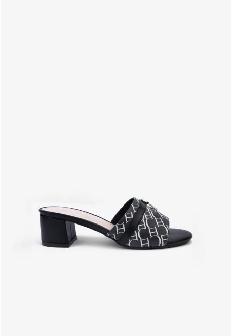 Printed Monogram Tussle Heeled Sandals