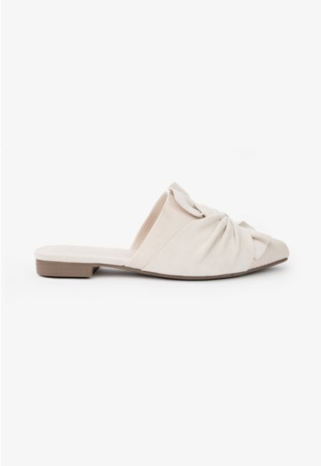 Solid Fabric Bow Mules