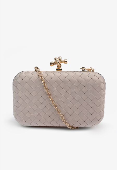 Knot Clasp Modern Woven Clutch