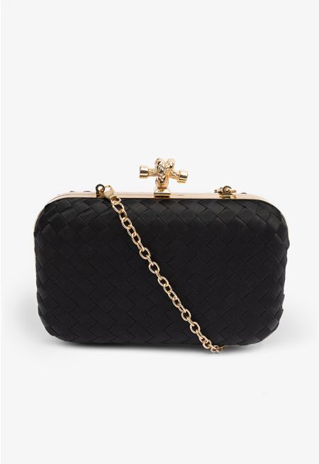 Knot Clasp Modern Woven Clutch