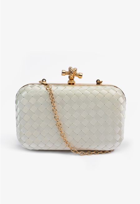 Knot Clasp Modern Woven Clutch