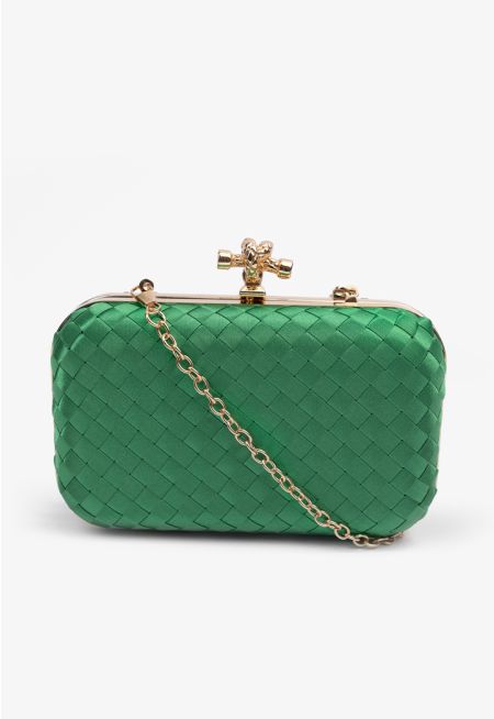 Knot Clasp Modern Woven Clutch