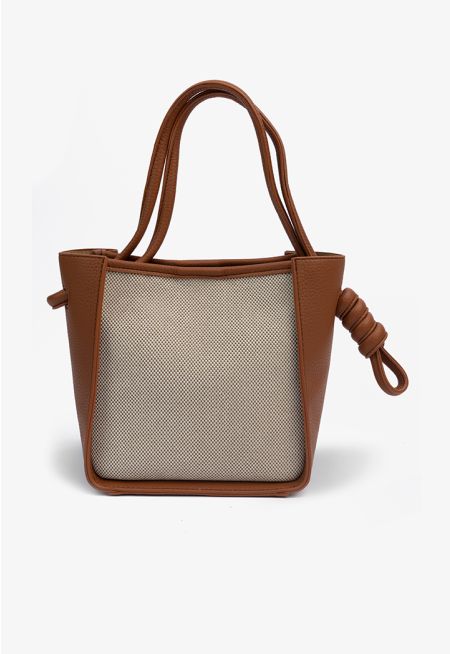 Mini Textured PU Leather Tote Bag