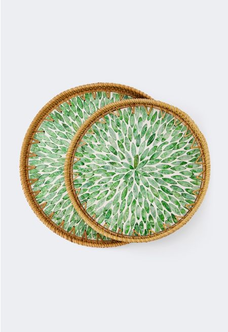 Round Rattan Tray 2 Pcs