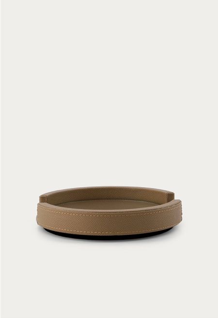 Wooden Tray With Leather Details