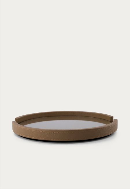 Wooden Tray With Leather Details