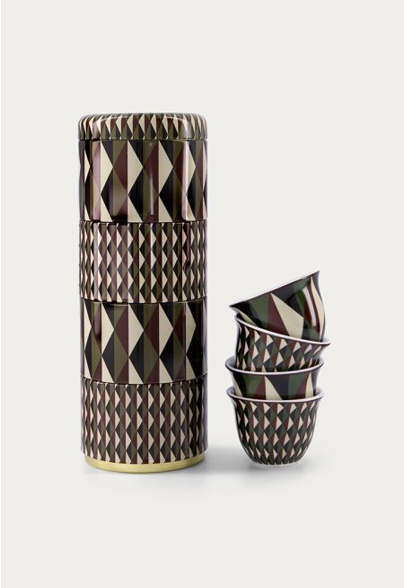 Bone China Tin Box With Arabic Coffee Cup 70 ml (4 Pcs)