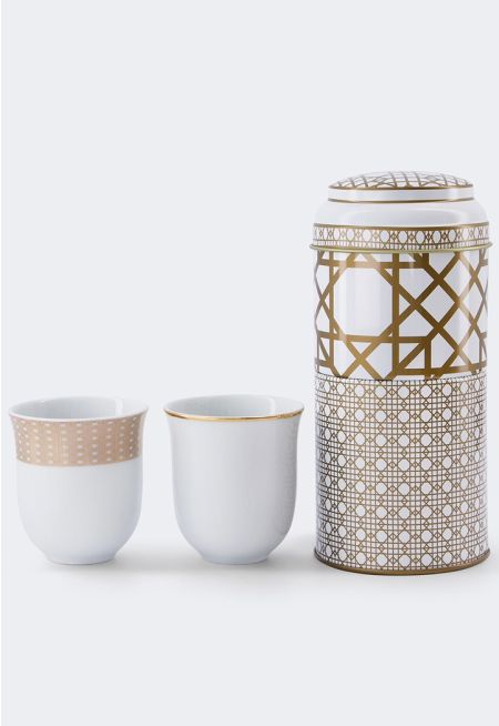 New Bone China Tin Box With Espresso Cup 90 ml (2 pcs)