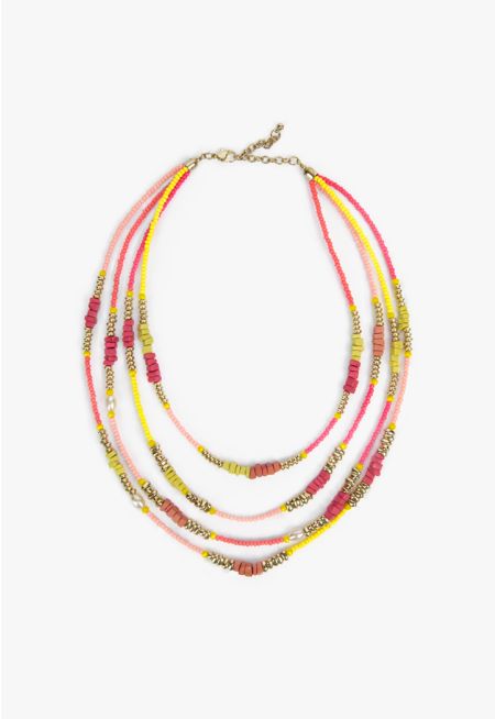 Colored Faux Pearls & Beads Necklace