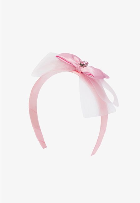 Crystal Ribbon Mesh Bow Headband