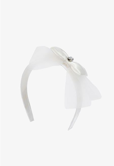 Crystal Ribbon Mesh Bow Headband