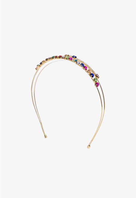 Embellished Crystal & Rhinestones Golden Headband