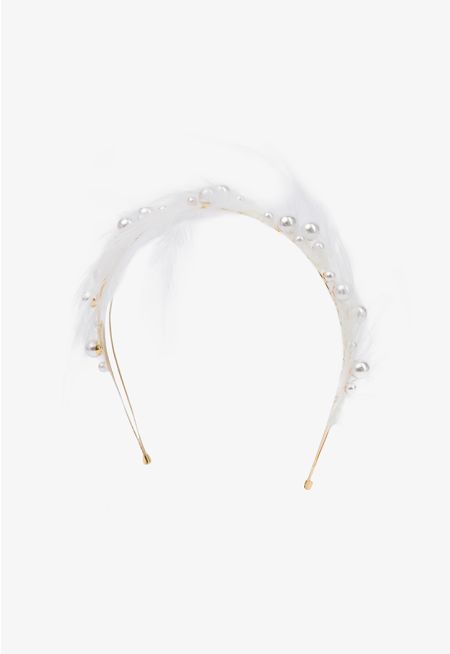 Thin Embellished Faux Feather Headband