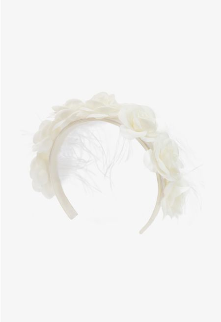 Floral Faux Feather Embellished Headband