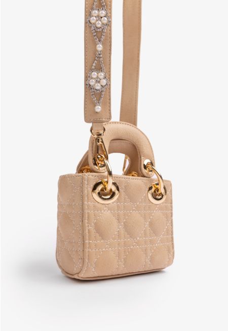 Quilted Small Hand bag with Strap