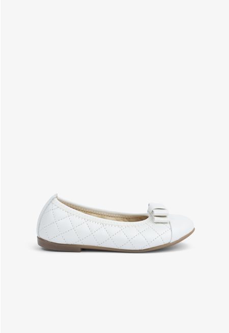 Solid Bow Flat Ballerina Shoes