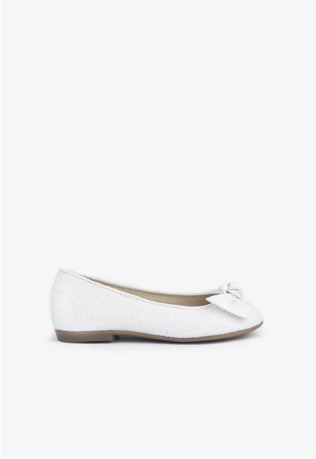 Sequined Bow Flat Ballerina Shoes