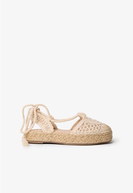 Woven Tie Ankle Straps Sandal