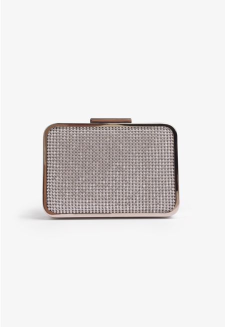 Rhinestones Embellished Rectangular Crossbody Clutch