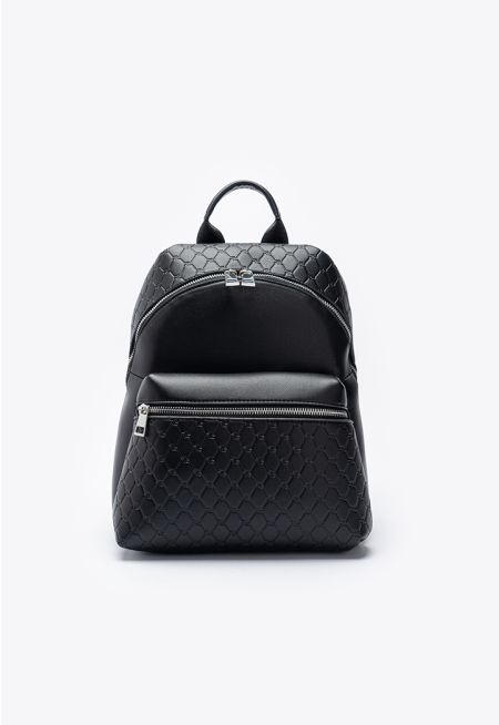 Textured Zipper Lattice Backpack Bag -Sale