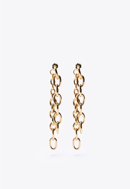 J-Hoops Double Chain Drop Earrings -Sale