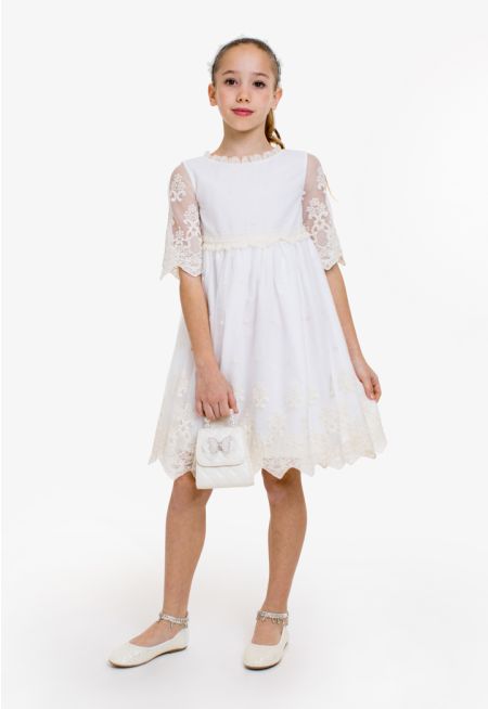 Classic Floral Lace Mesh Dress