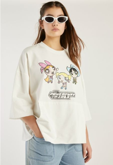 Power Puff Girls Embossed T Shirt