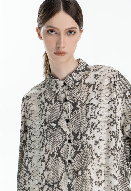 Multicolored Snake Printed Classic Shirt -Sale