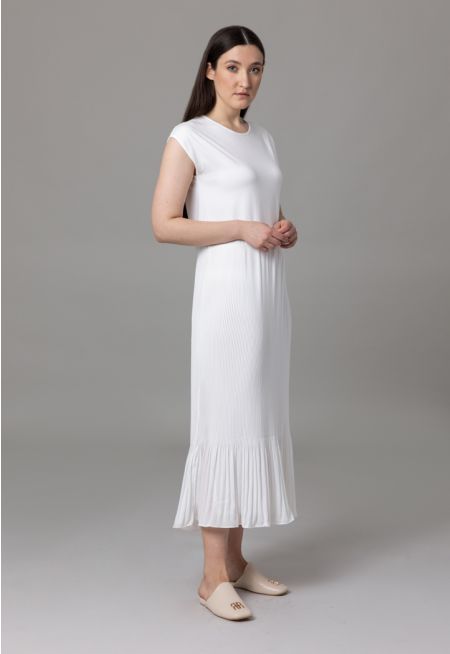 Pleated Hem Sleeveless A-Line Basic Dress