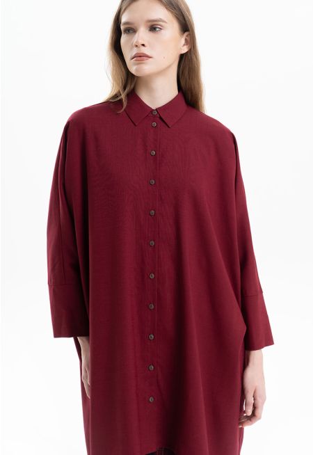 Asymetrical Solid Button Up Shirt -Sale