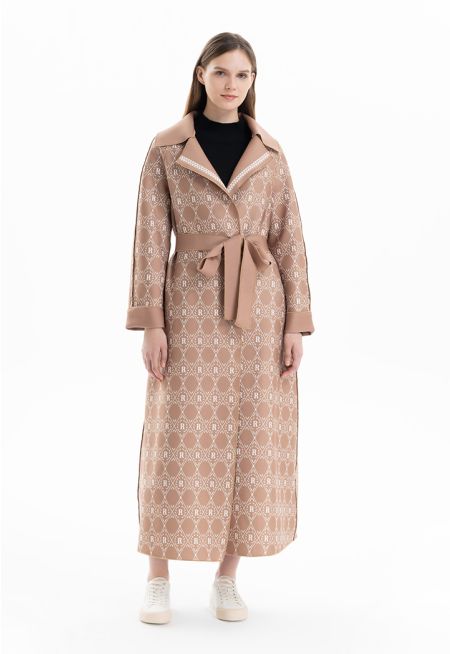 R Printed Pattern All Over Maxi Abaya Bisht -Sale