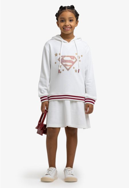 Supergirl Logo Hooded Sweatshirt Winter Dress -Sale